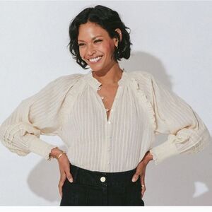 Cleobella Cream Pintuck Peasant Blouse